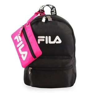 NEW Black Fila 2 in 1 Mini Backpack with Pink Detachable Pouch